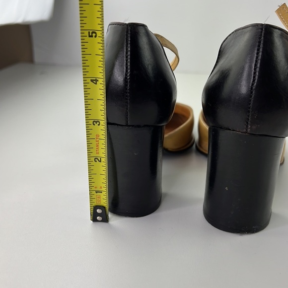 Vintage Robert Clergerie Paris leather two-tone pumps with chunky heel - Picture 5 of 10